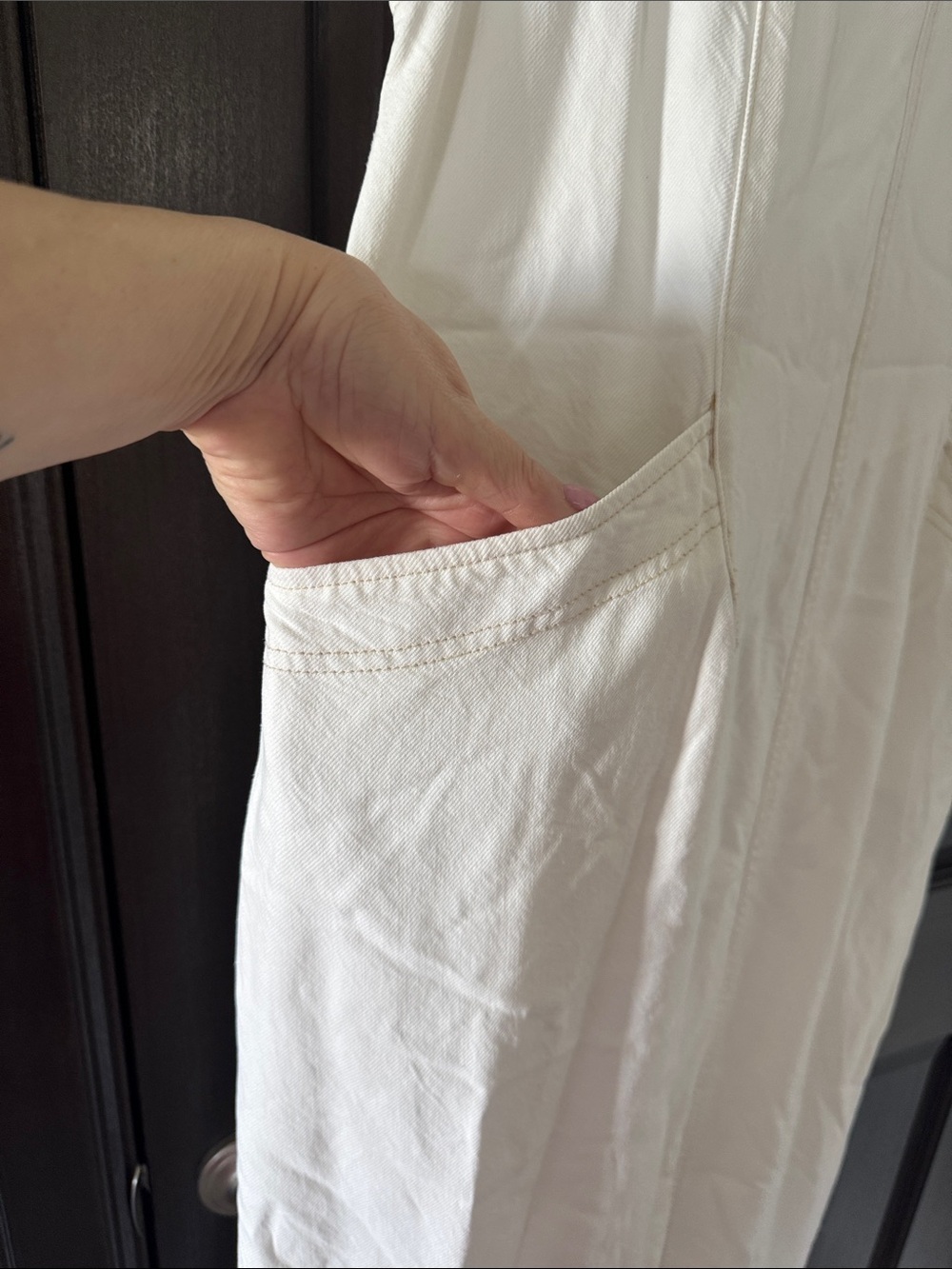 Free People White Sleeveless V-Neck Maxi Dress with Frayed Hem - Picture 3 of 10